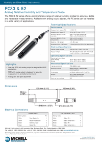 Thumbnail of document Data Sheet - PC33/52 PC33 and PC52 Humidity Probes